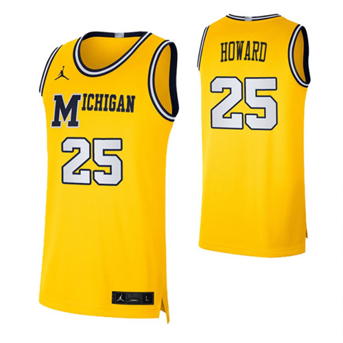 Michigan Wolverines 25 Jace Howard Basketball Swingman Jersey Yellow