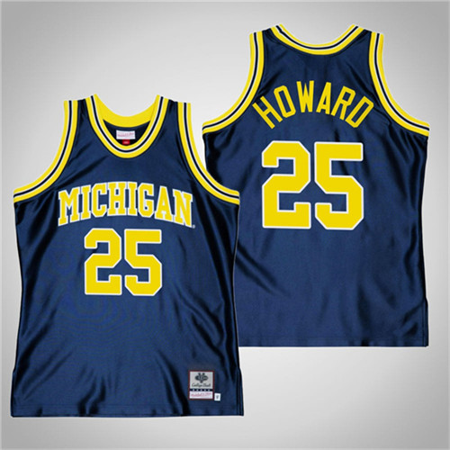 Michigan Wolverines 25 Jace Howard College Basketball Throwback Jersey Navy