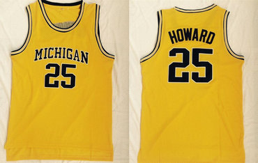 Michigan Wolverines 25 Juwan Howard Yellow Mesh College Basketball Jersey