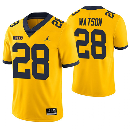 Michigan Wolverines 28 Brandon Watson College Football Game Jersey Yellow