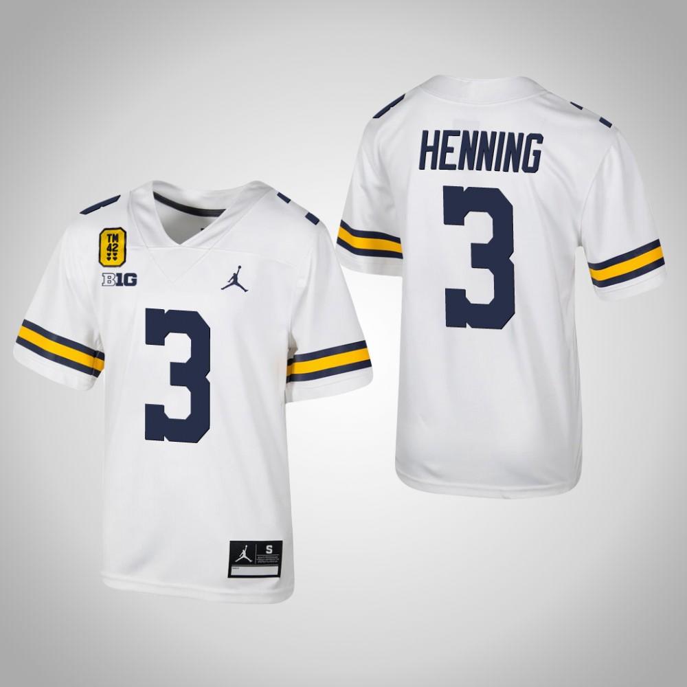 Michigan Wolverines 3 A.J. Henning Football TM 42 Jersey White