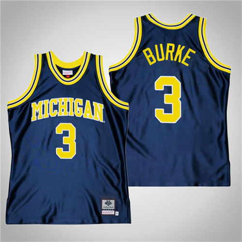 Michigan Wolverines 3 Trey Burke Alumni Basketball Throwback Jersey Navy