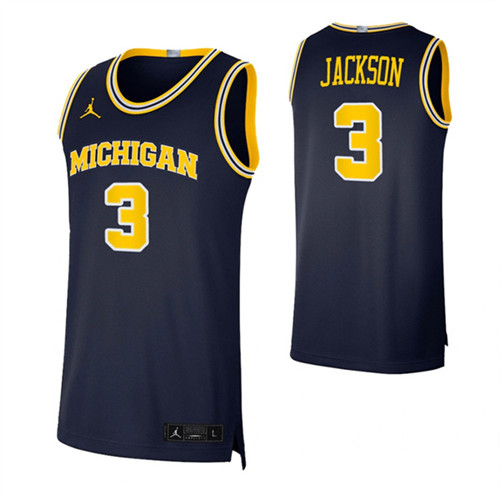 Michigan Wolverines 3 Zeb Jackson Basketball Swingman Jersey Navy