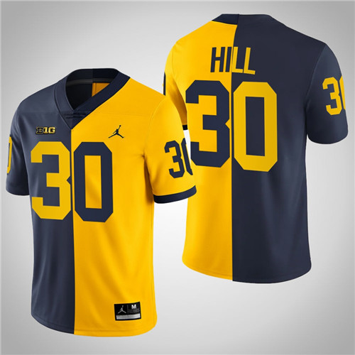Michigan Wolverines 30 Daxton Hill College Football Split Edition Jersey Navy Maize