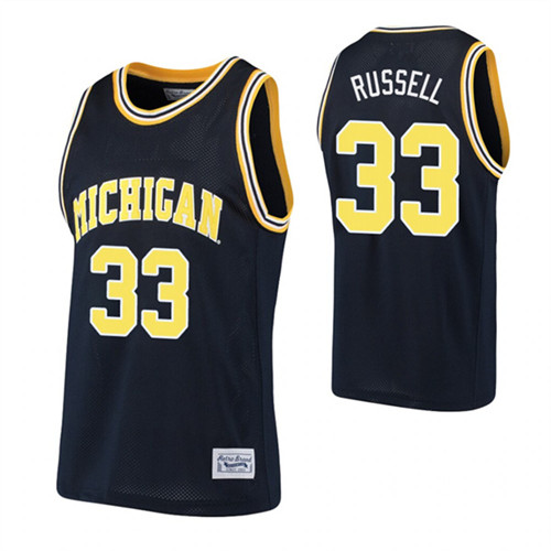 Michigan Wolverines 33 Cazzie Russell Basketball Alumni Jersey Navy