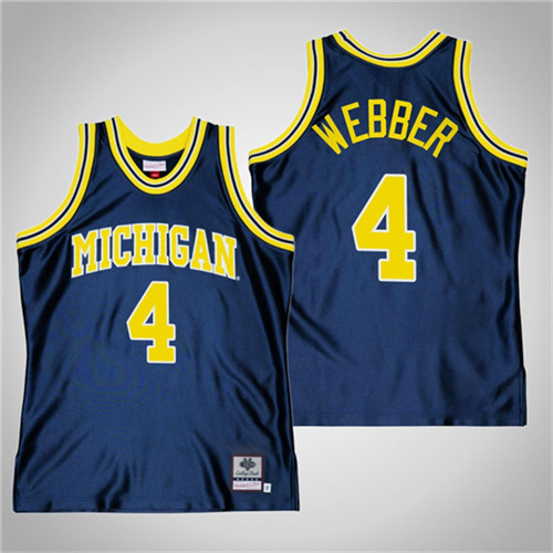 Michigan Wolverines 4 Chris Webber Alumni Basketball Throwback Jersey Navy