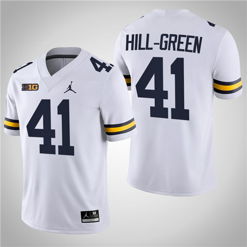 Michigan Wolverines 41 Nikhai Hill-Green Game College Football Jersey White