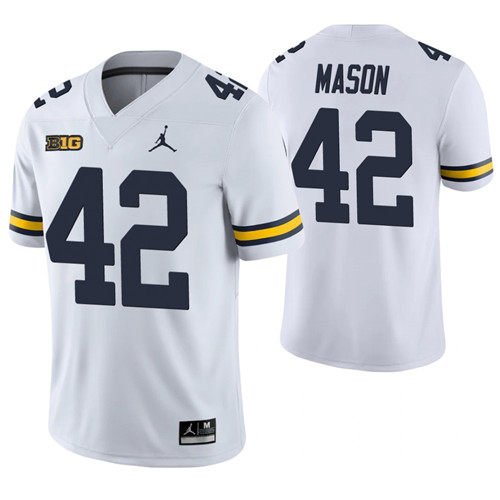 Michigan Wolverines 42 Ben Mason Game College Football Jersey White