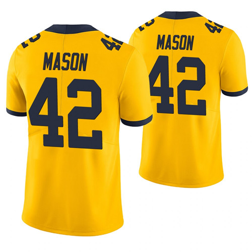 Michigan Wolverines 42 Ben Mason Game College Football Jersey Yellow