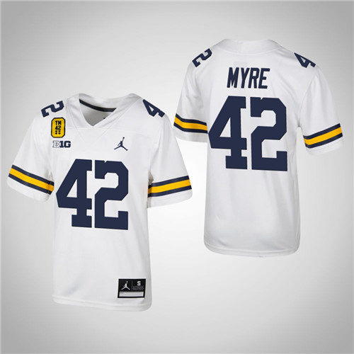 Michigan Wolverines 42 Tate Myre Football TM 42 Jersey White