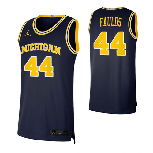Michigan Wolverines 44 Jaron Faulds Basketball Swingman Jersey Navy