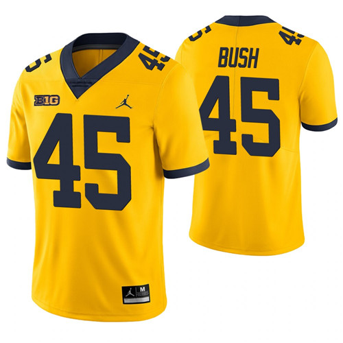 Michigan Wolverines 45 Peter Bush College Football Game Jersey Yellow