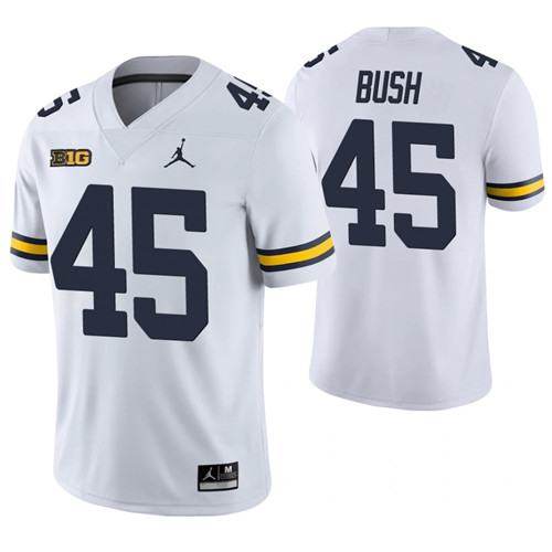 Michigan Wolverines 45 Peter Bush Game College Football Jersey White