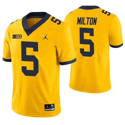 Michigan Wolverines 5 Joe Milton College Football Game Jersey Yellow