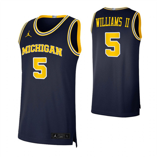 Michigan Wolverines 5 Terrance Williams II Basketball Swingman Jersey Navy