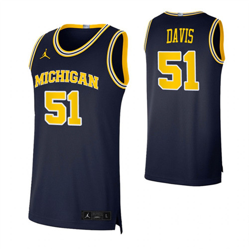 Michigan Wolverines 51 Austin Davis Basketball Swingman Jersey Navy