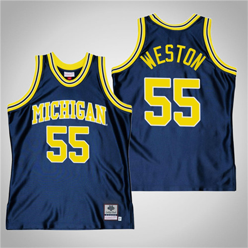 Michigan Wolverines 55 Cameron Weston Alumni Basketball Throwback Jersey Navy