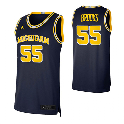 Michigan Wolverines 55 Eli Brooks Basketball Swingman Jersey Navy
