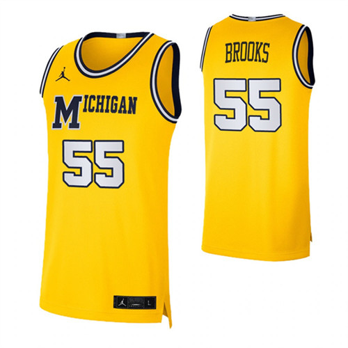 Michigan Wolverines 55 Eli Brooks Basketball Swingman Jersey Yellow