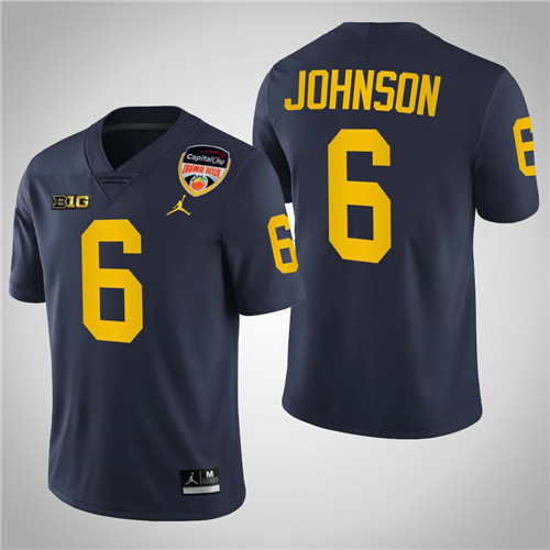 Michigan Wolverines 6 Cornelius Johnson College Football Playoff 2021 Orange Bowl Jersey Navy