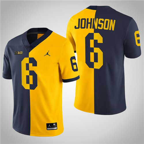 Michigan Wolverines 6 Cornelius Johnson College Football Split Edition Jersey Navy Maize
