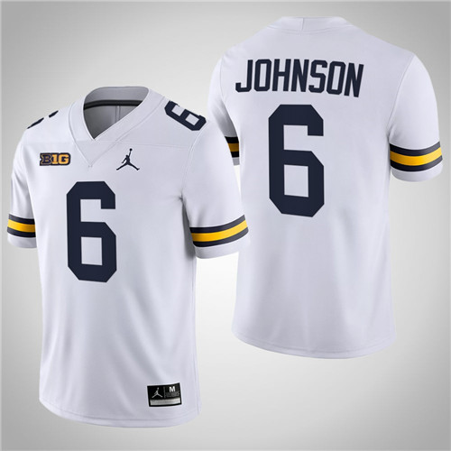 Michigan Wolverines 6 Cornelius Johnson Game College Football Jersey White