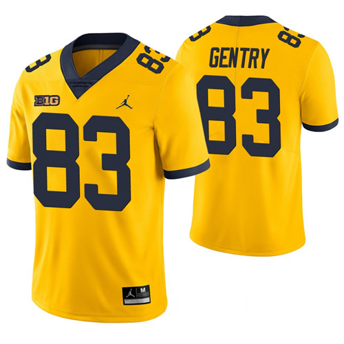 Michigan Wolverines 83 Zach Gentry College Football Game Jersey Yellow