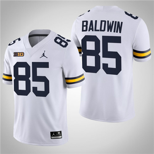 Michigan Wolverines 85 Daylen Baldwin Game College Football Jersey White