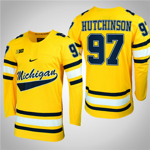 Michigan Wolverines 97 Aidan Hutchinson Alumni Player Hockey Jersey Maize