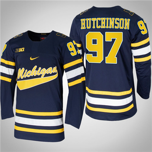 Michigan Wolverines 97 Aidan Hutchinson Alumni Player Hockey Jersey Navy