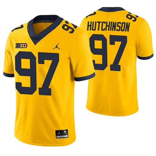 Michigan Wolverines 97 Aidan Hutchinson College Football Game Jersey Yellow