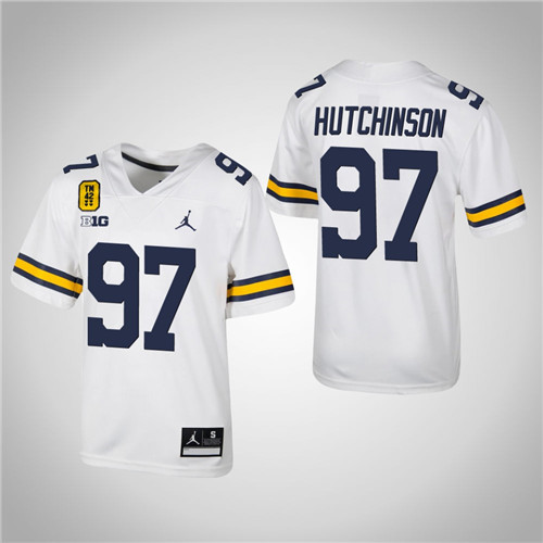 Michigan Wolverines 97 Aidan Hutchinson Football TM 42 Jersey White
