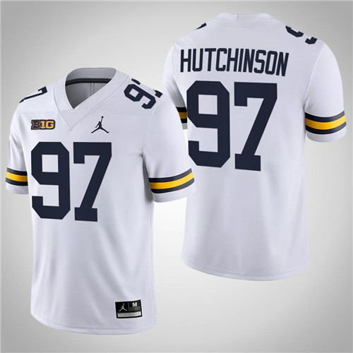 Michigan Wolverines 97 Aidan Hutchinson Game College Football Jersey White