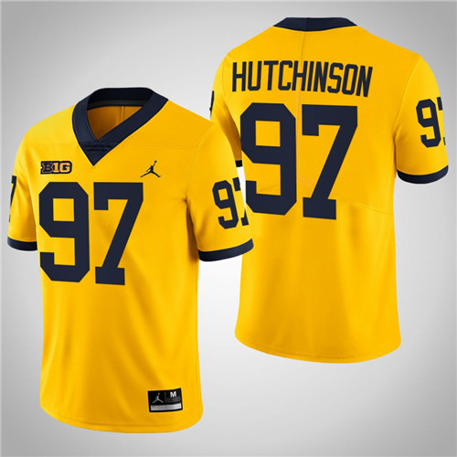 Michigan Wolverines 97 Aidan Hutchinson Limited College Football Jersey Maize