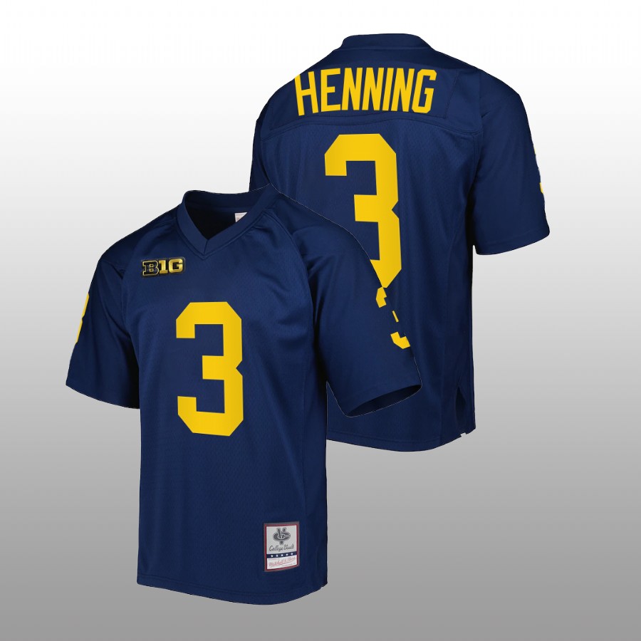 Michigan Wolverines A.J. Henning Authentic Football Navy Jersey Mitchell Ness