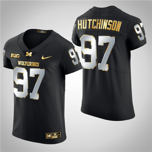 Michigan Wolverines Aidan Hutchinson Elite Football Golden Edition Jersey Black