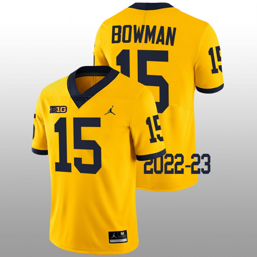 Michigan Wolverines Alan Bowman #15 Limited Jersey Maize College Football 