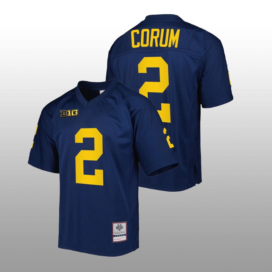 Michigan Wolverines Blake Corum Authentic Football Navy Jersey Mitchell Ness