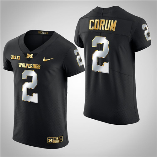 Michigan Wolverines Blake Corum Elite Football Golden Edition Jersey Black