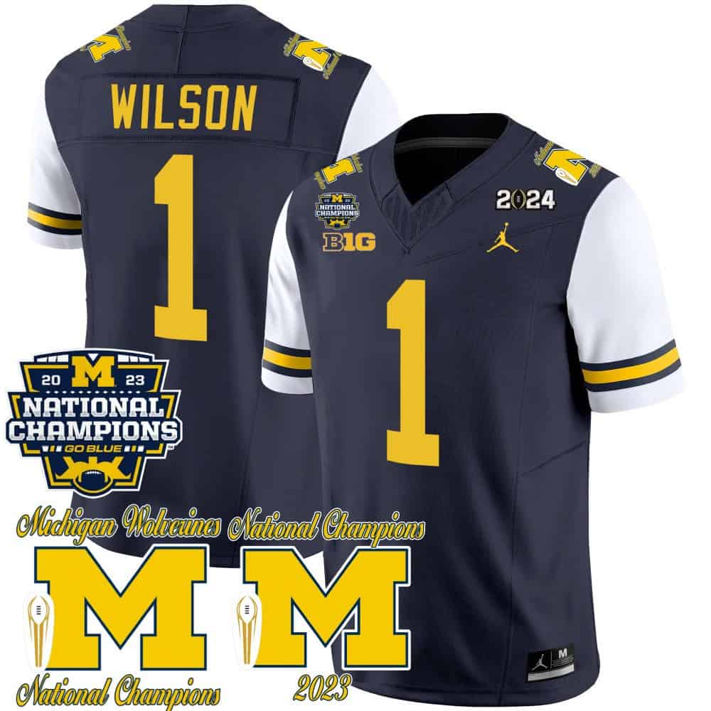 Michigan Wolverines CFP 2023 National Champions Patch Vapor Football Jersey – All Stitched White Sleeves #1 Roman Wilson