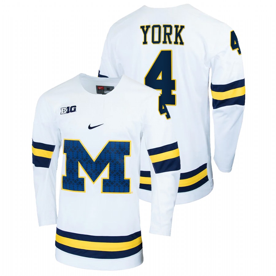 Michigan Wolverines Cam York College Hockey Replica Jersey White