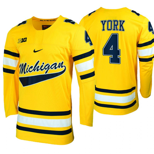 Michigan Wolverines Cam York Replica College Hockey Jersey Maize