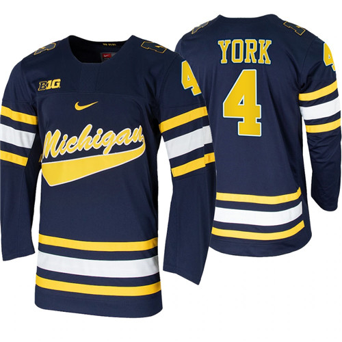 Michigan Wolverines Cam York Replica College Hockey Jersey Navy