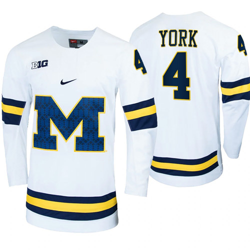 Michigan Wolverines Cam York Replica College Hockey Jersey White