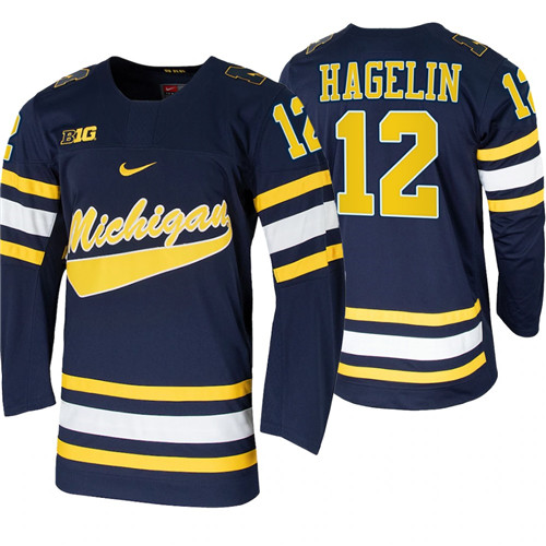 Michigan Wolverines Carl Hagelin Alumni College Hockey Jersey Navy