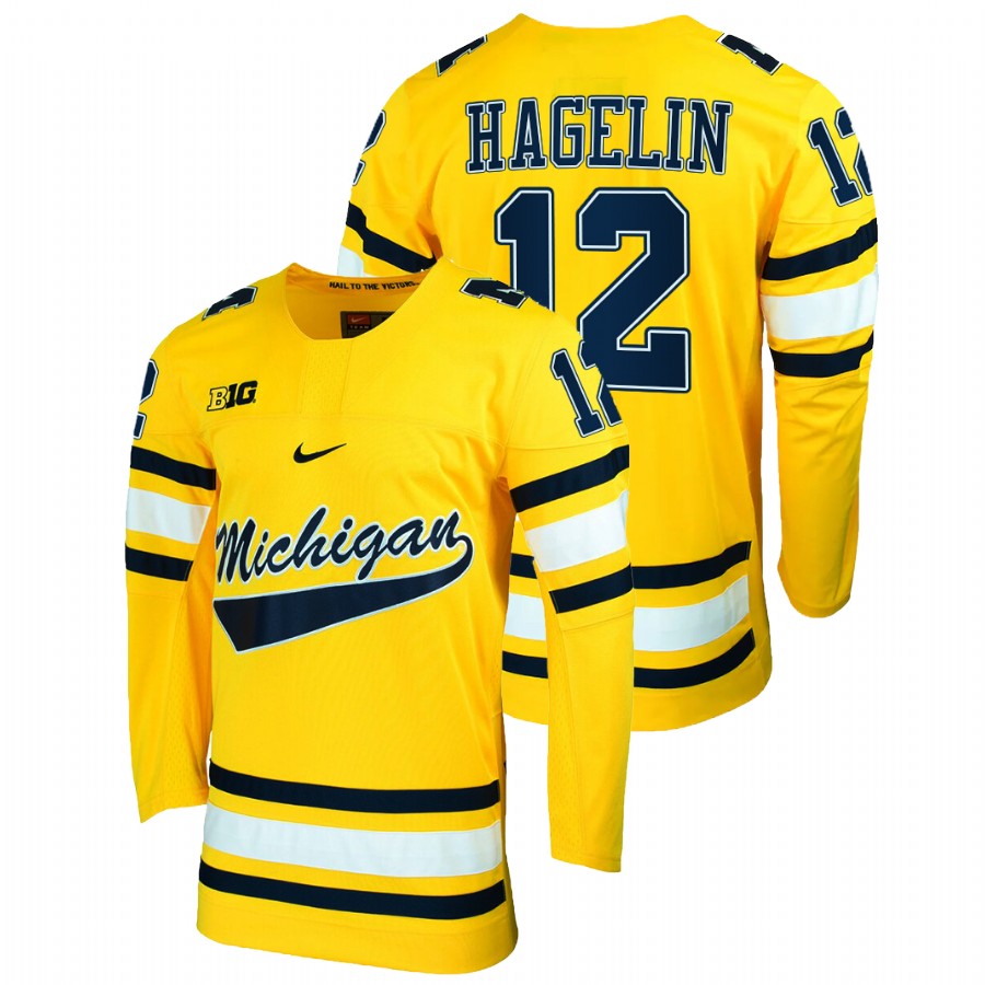 Michigan Wolverines Carl Hagelin College Hockey Alumni Jersey Maize