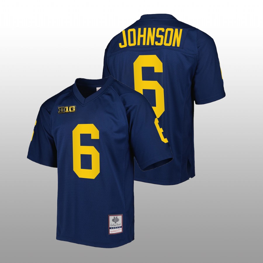 Michigan Wolverines Cornelius Johnson Authentic Football Navy Jersey Mitchell Ness