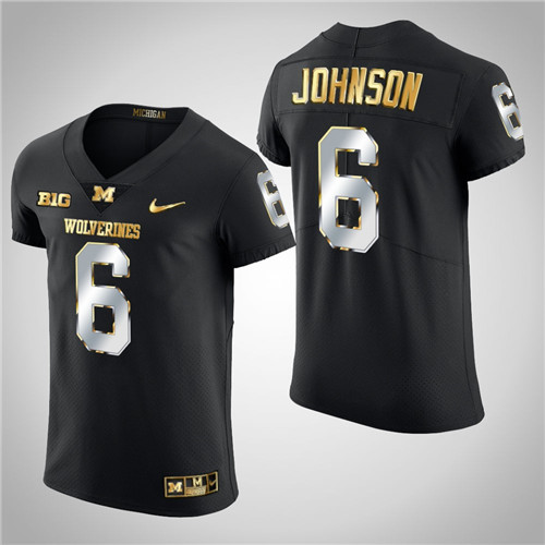 Michigan Wolverines Cornelius Johnson Elite Football Golden Edition Jersey Black