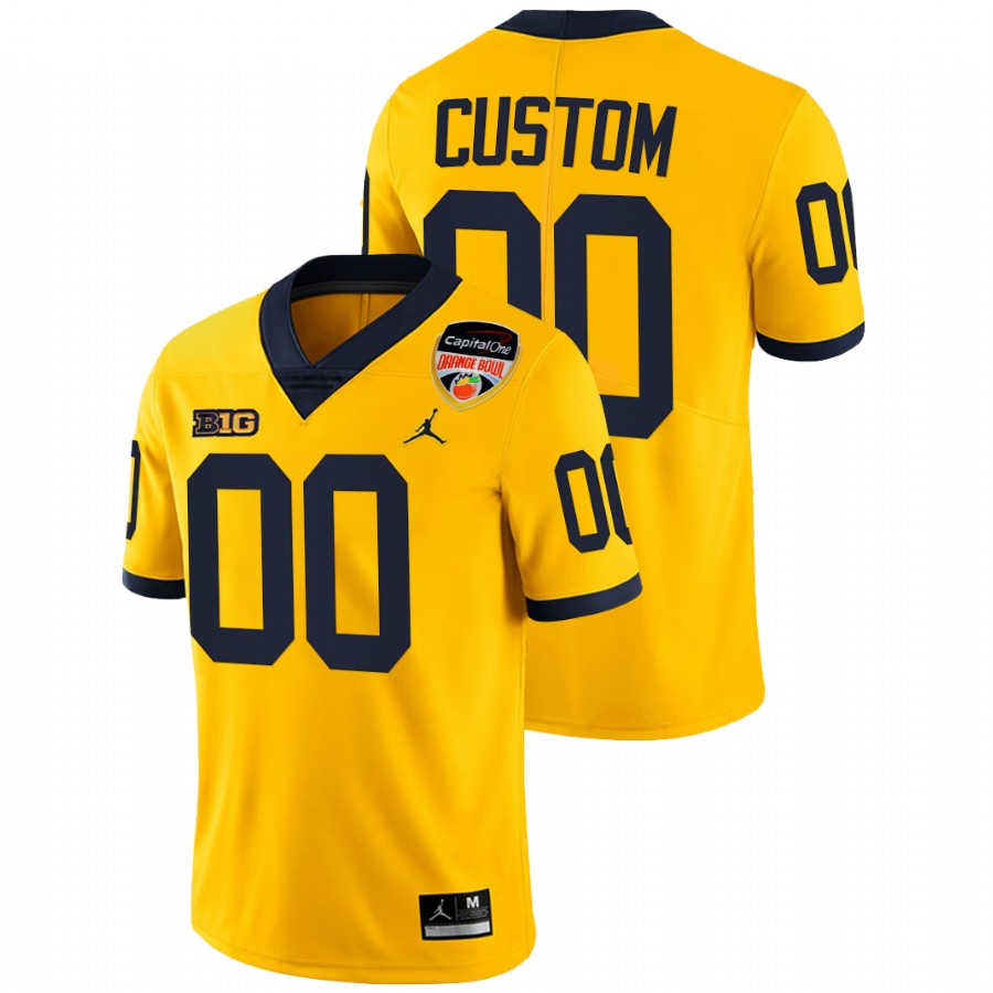 Michigan Wolverines Custom 2021 Orange Bowl Maize Jersey Playoffs Limited 
