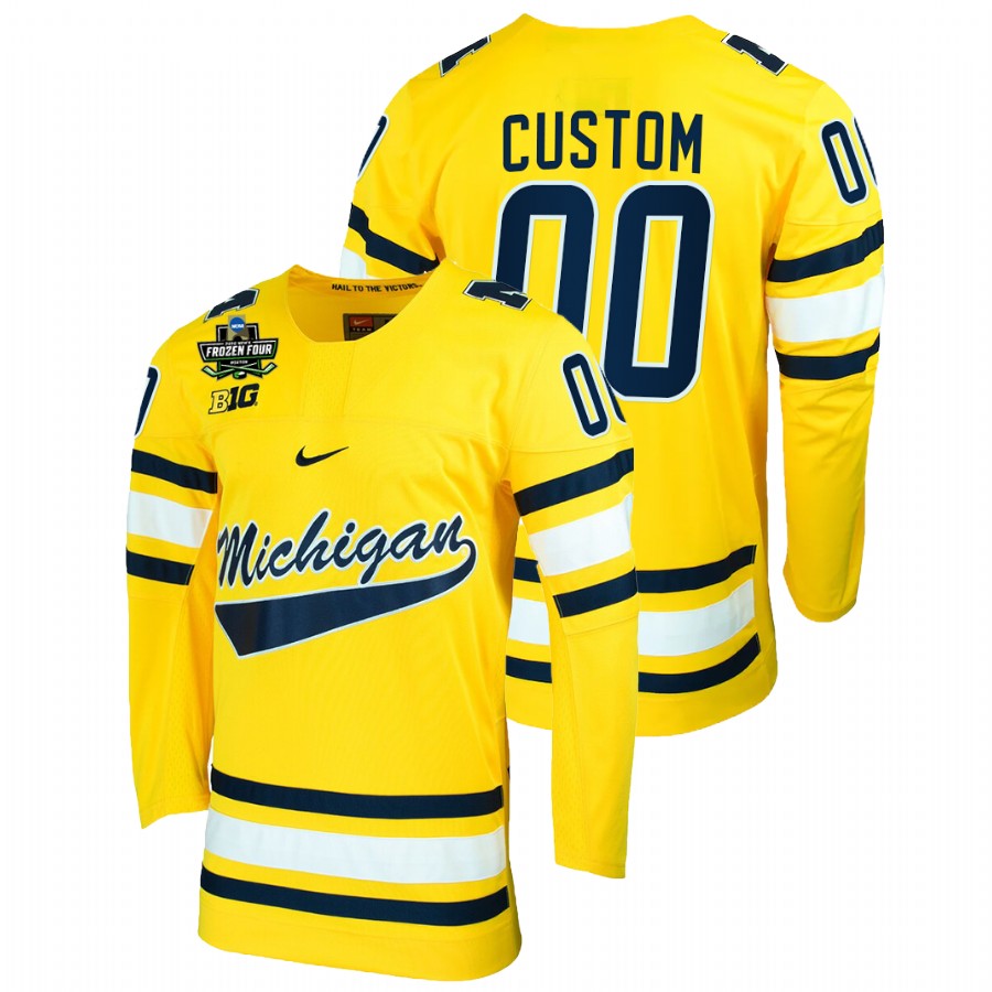 Michigan Wolverines Custom 2022 Frozen Four NCAA Hockey Jersey Maize